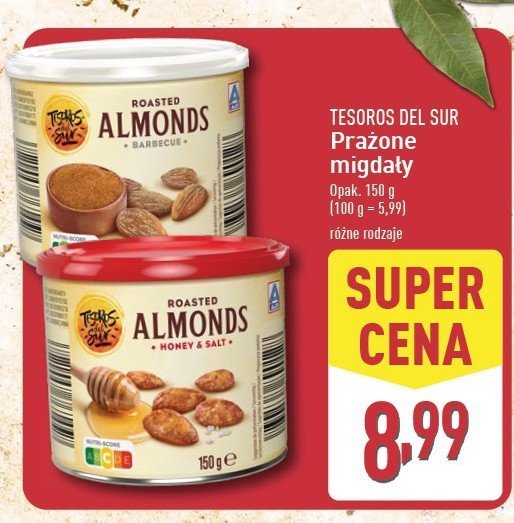 Migdały prażone barbecue TESOROS DEL SUR promocja w Aldi