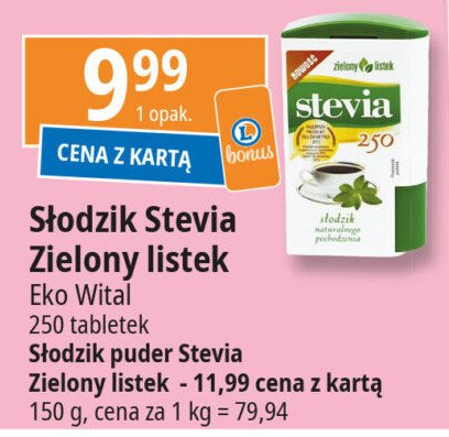 Słodzik stevia naturalny w pudrze Zielony listek promocja