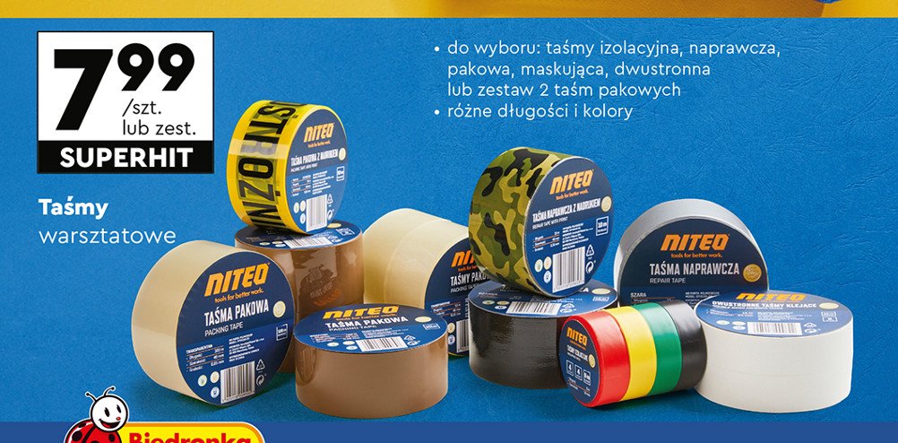 Taśma pakowa z nadrukiem "ostrożnie" Niteo tools promocja