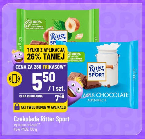 Czekolada mleczna alpejska Ritter sport promocja