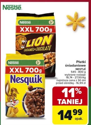 Płatki śniadaniowe Lion promocja w Carrefour Market