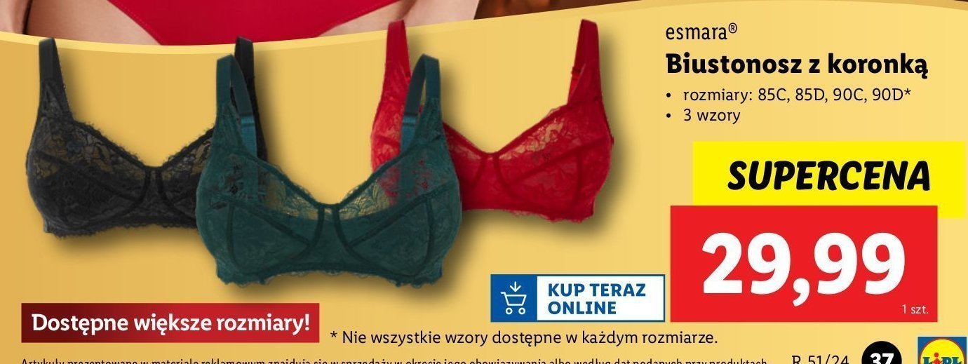 Biustonosz z koronką 85c Esmara promocja