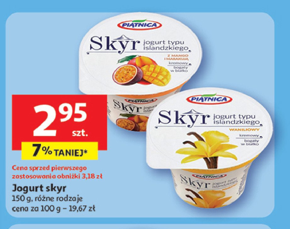 Jogurt typu islandzkiego z mango i marakują Piątnica skyr promocja w Auchan