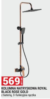 Kolumna natryskowa ROYAL BLACK ROSE GOLD z baterią, 3-funkcyjna rączka promocja w Merkury Market
