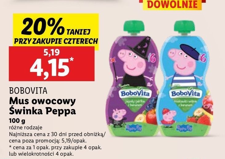 Mus truskawki i wi艣nia z bananem peppa pig Bobovita promocja