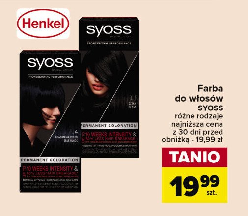 Farba do włosów 1.4 Syoss professional performance promocja w Carrefour