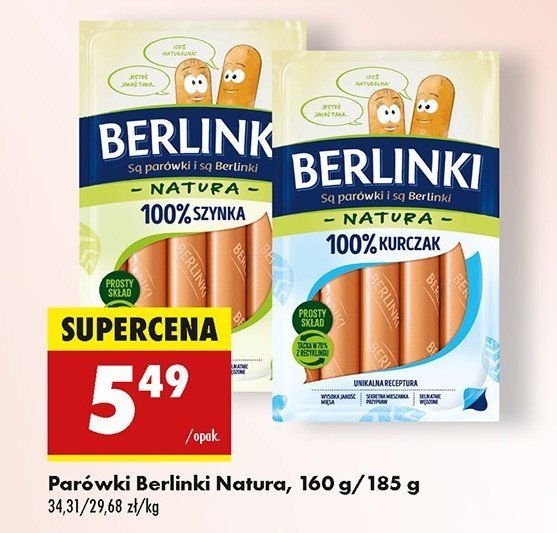 Parówki z szynki Morliny berlinki natura promocja