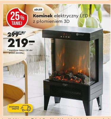 Kominek elektryczny LED z płomieniem 3D promocja w Biedronka