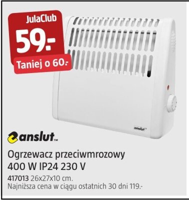 Ogrzewacz przeciwmrozowy anslut 400 W IP24 230 V promocja w Jula