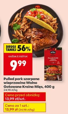 Pulled pork szarpana wieprzowina Wolno Gotowane Kraina Mięs 400 g promocja w Biedronka