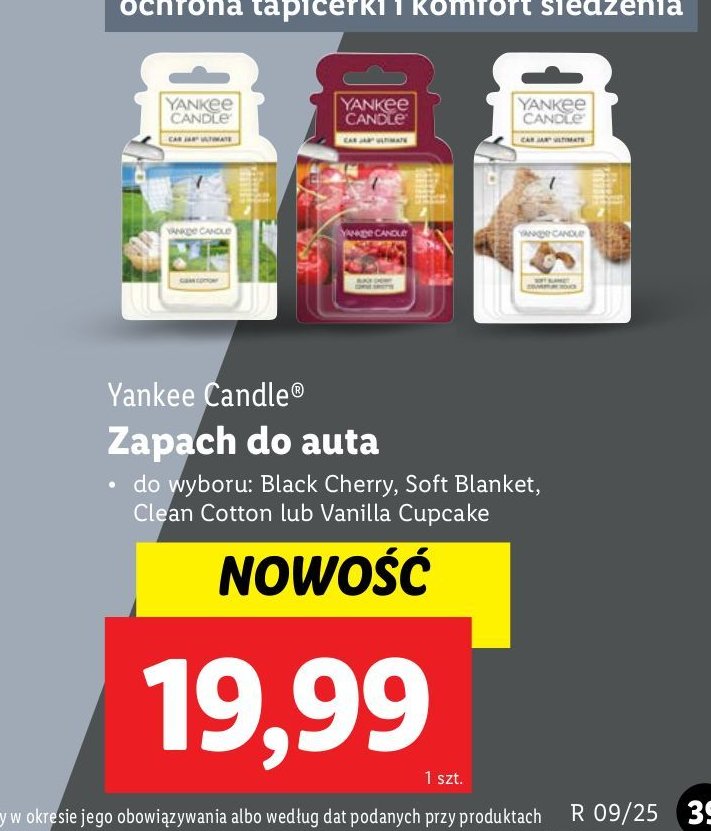 Odświeżacz do samochodu vanilla cupcake YANKEE CANDLE promocja w Lidl