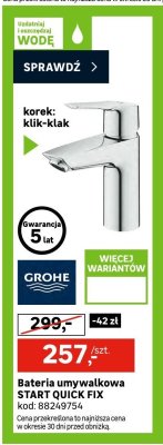 Bateria umywalkowa START QUICK FIX  promocja w Leroy Merlin