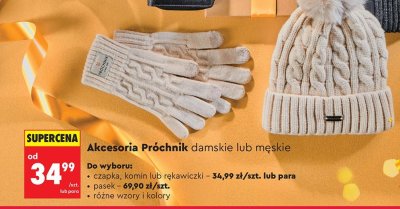 Akcesoria Próchnik damskie lub męskie (czapka, komin lub rękawiczki, pasek) promocja w Biedronka