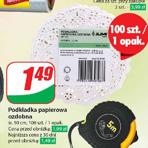 Podkładka papierowa ozdobna 10 cm Jumi promocja