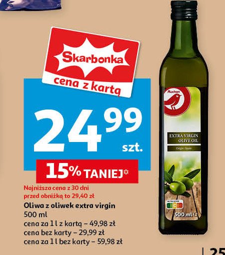 Oliwa z oliwek extra virgin Auchan bio promocja w Auchan