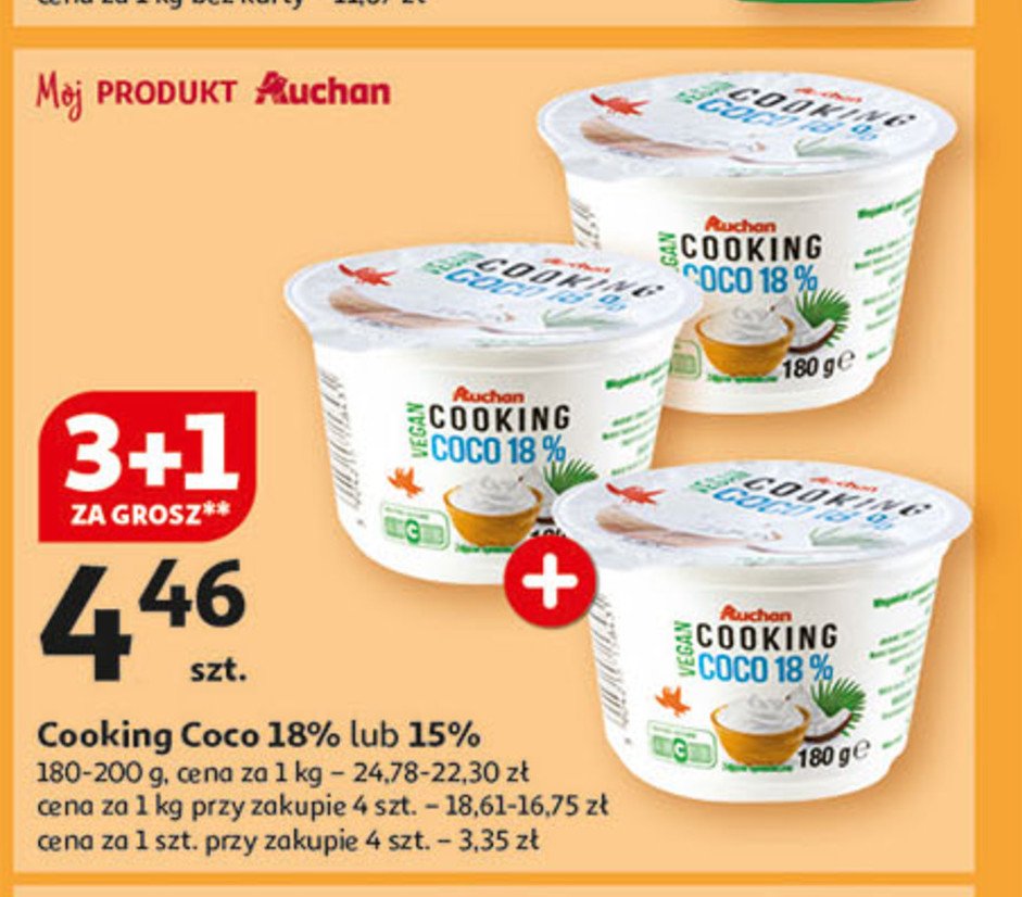 Cooking coco 15% Auchan różnorodne (logo czerwone) promocja