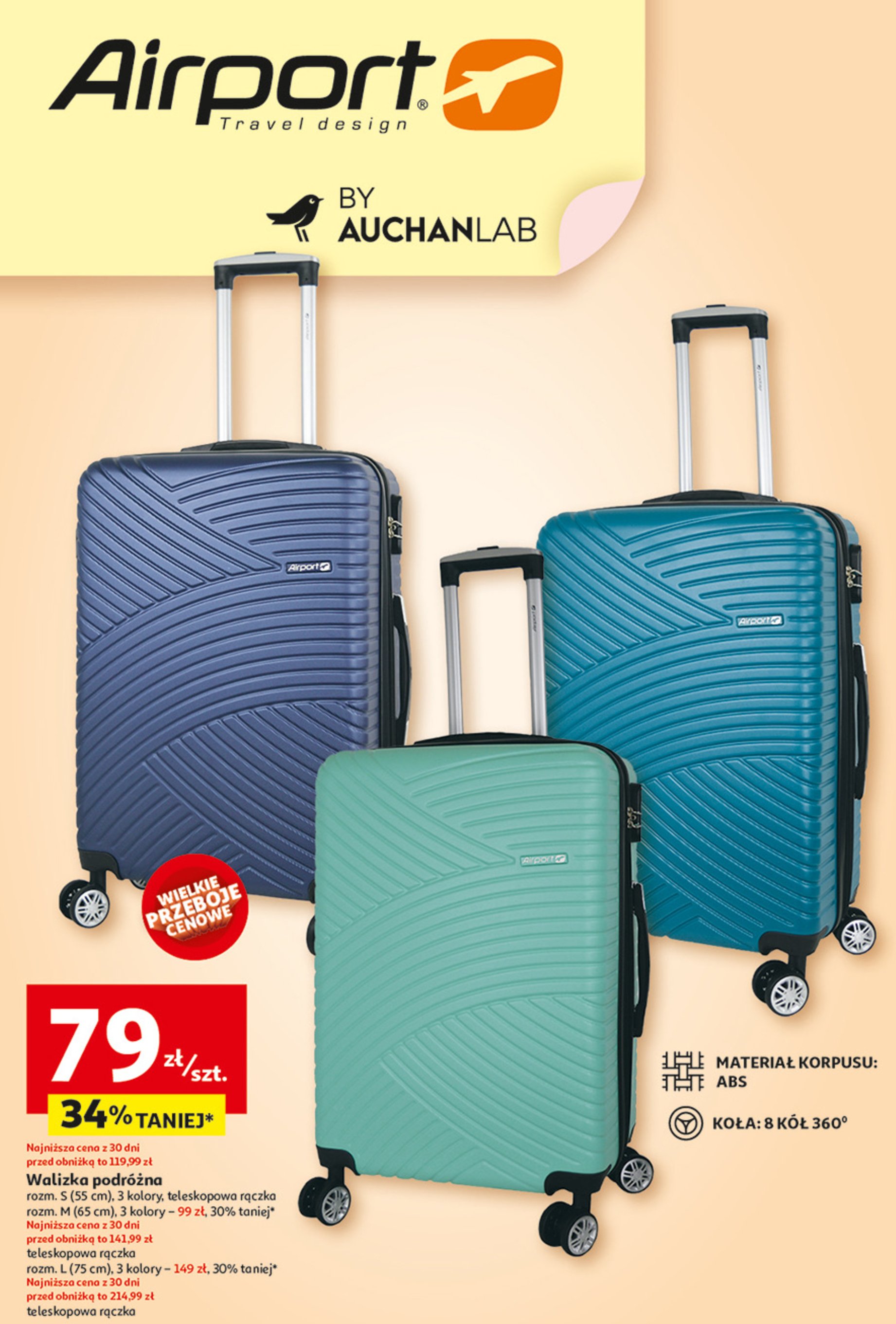 Walizka highway 75 cm Airport promocja w Auchan
