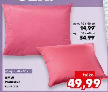 Poduszki z pierza 70 x 80 cm Amw promocja w Kaufland