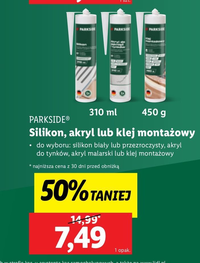 Klej montażowy Parkside promocja w Lidl