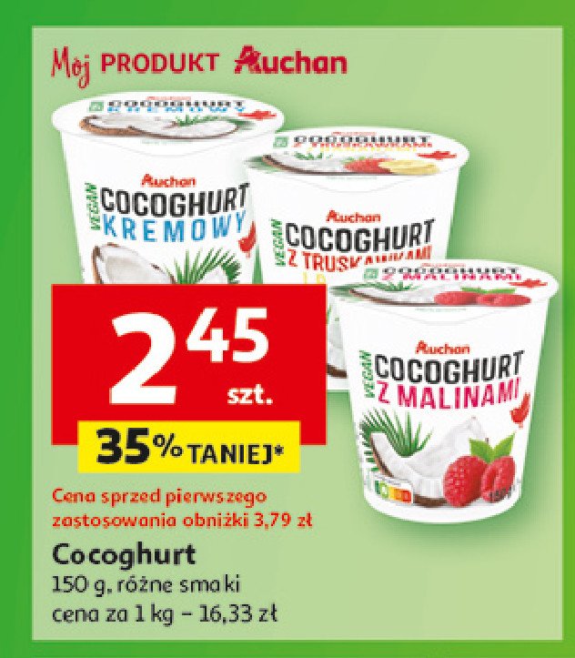 Cocoghurt truskawkowy Auchan różnorodne (logo czerwone) promocja