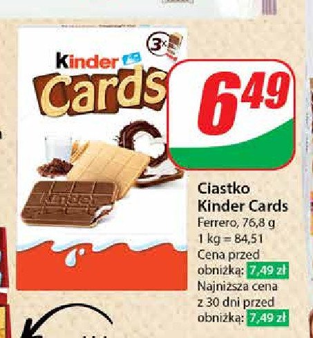 Herbatniki z czekoladą Kinder cards promocja