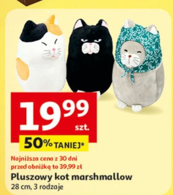 Pluszowy kot marshmallow 28 cm, 3 rodzaje promocja w Auchan
