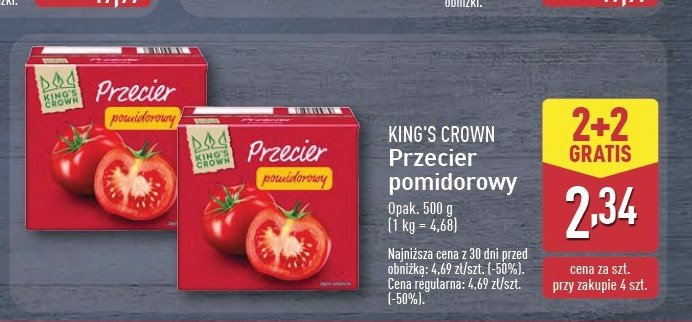 Przecier pomidorowy King's crown (aldi) promocja