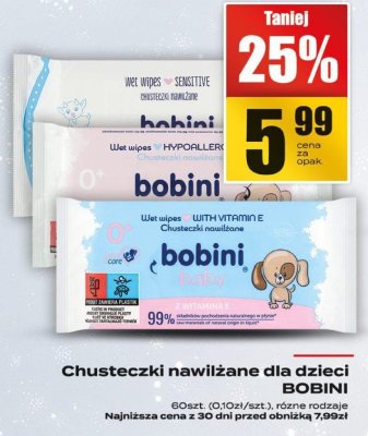 Chusteczki nawilżane dla dzieci BOBINI promocja w Supeco