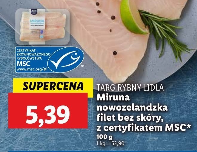Miruna nowozelandzka filet bez skóry Rybny targ lidla promocja