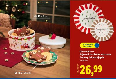 Pojemnik na ciastka lub zestaw 2 talerzy dekoracyjnych  promocja w Lidl