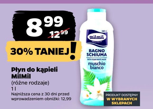 Płyn do kąpieli muschio bianco Milmil promocja