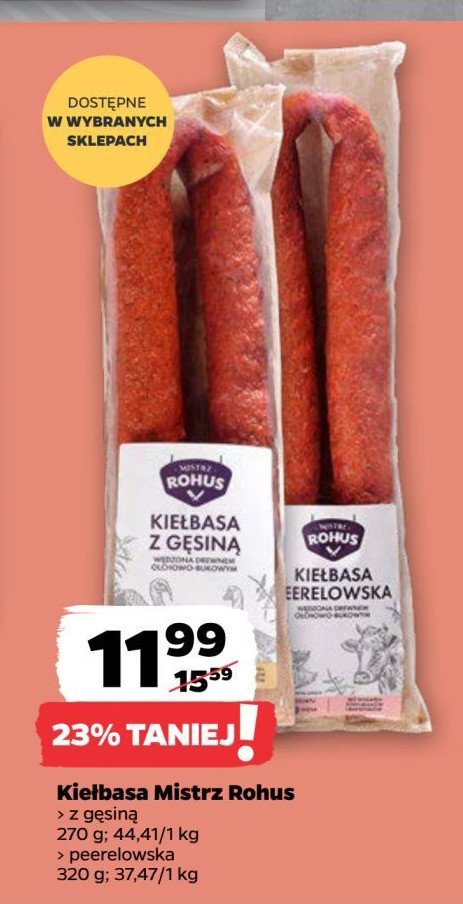 Kiełbasa z gęsiną Mistrz rohus promocja w Netto