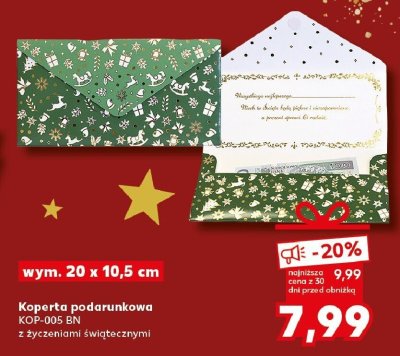 Koperta podarunkowa z życzeniami świątecznymi  promocja w Kaufland