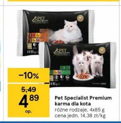 Karma dla dorosłych kotów kawałki w sosie Tesco pet specialist premium promocja