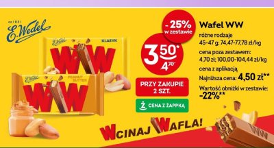 Wafel WW różne rodzaje klasyk, peanut butter promocja w Żabka