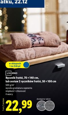 Zestaw 2 ręczników frotté 50 × 100 cm promocja w Lidl