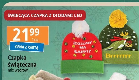 Czapka świąteczna led promocja w Leclerc