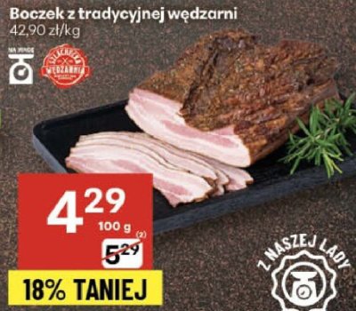 Boczek z tradycyjnej wędzarni Delikatesy Centrum promocja w Delikatesy Centrum