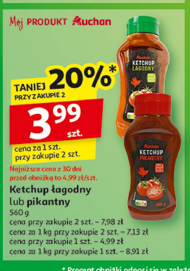 Ketchup pikatny Auchan różnorodne (logo czerwone) promocja