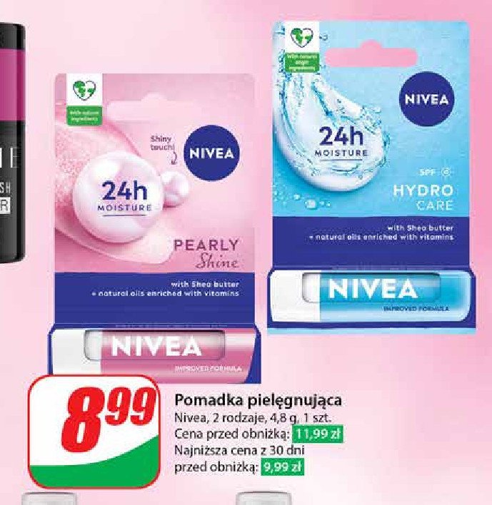 Pomadka do ust hydro care Nivea promocja w Dino