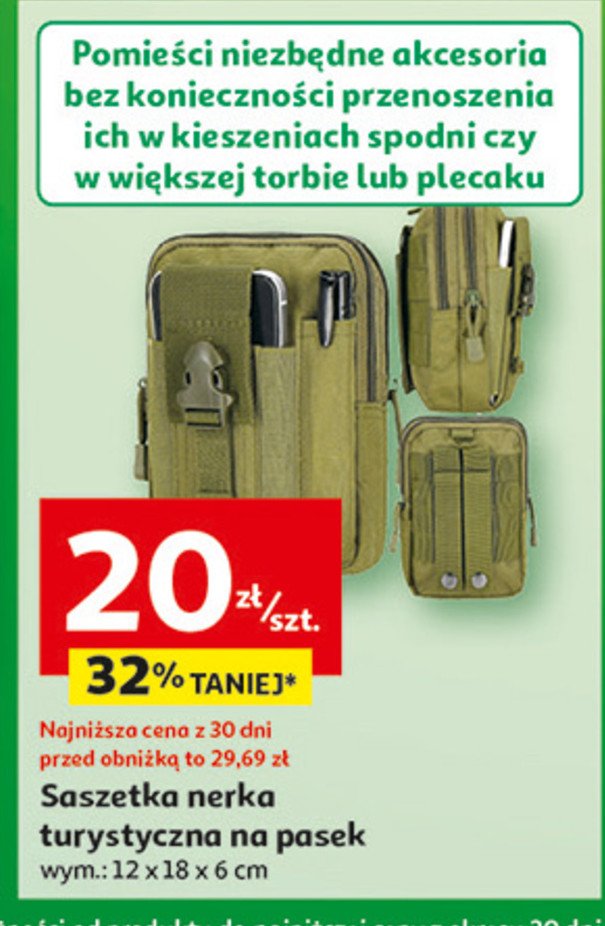 Saszetka nerka turystyczna na pasek 12 x 18 x 6 cm promocja w Auchan