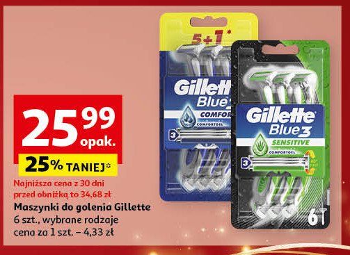 Maszynka do golenia Gillette blue 3 sensitive promocja w Auchan