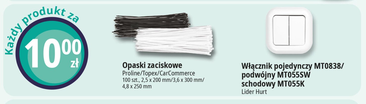 Opaski zaciskowe nylonowe 2.5 x 200 mm bai艂e Proline promocja