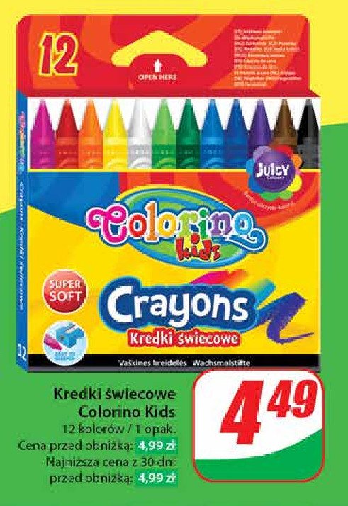 Kredki świecowe Colorino kids promocja