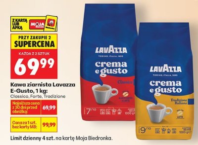 Kawa ziarnista Lavazza Crema e Gusto 1kg Classico, Forte, Tradizione promocja w Biedronka