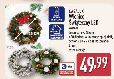 Wieniec świąteczny LED CASALUX promocja w Aldi