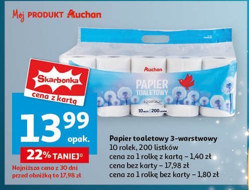 Papier toaletowy biały Auchan promocja w Auchan