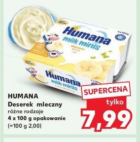 Deserek jogurtowy o smaku bananowym HUMANA MILK MINIS promocja w Kaufland