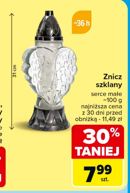 Znicz szklany serce promocja w Carrefour Market