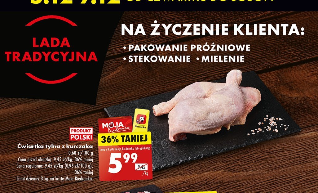 Ćwiartka tylna z kurczaka promocja